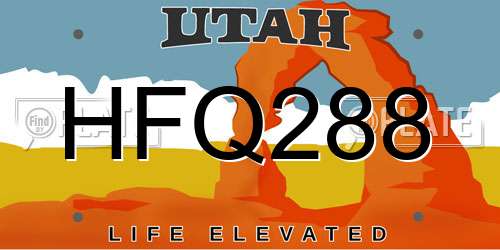 HFQ288 Utah License Plate