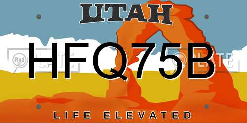 HFQ75B Utah License Plate