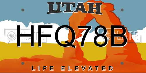 HFQ78B Utah License Plate