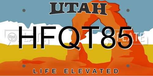 HFQT85 Utah License Plate