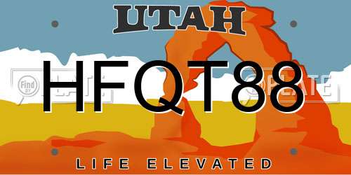 HFQT88 Utah License Plate