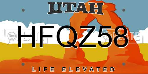 HFQZ58 Utah License Plate