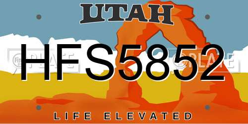 HFS5852 Utah License Plate