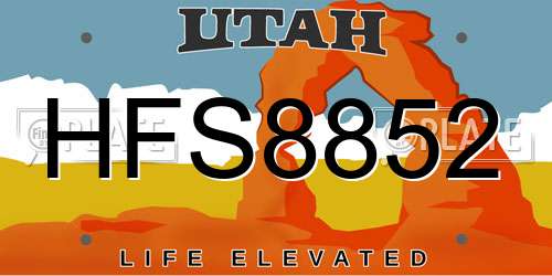 HFS8852 Utah License Plate
