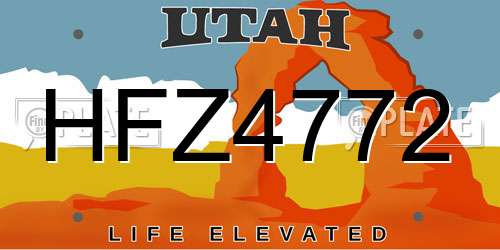 HFZ4772 Utah License Plate