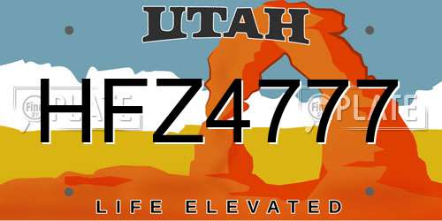 HFZ4777 Utah License Plate