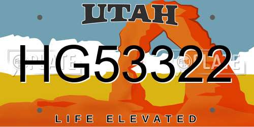 HG53322 Utah License Plate