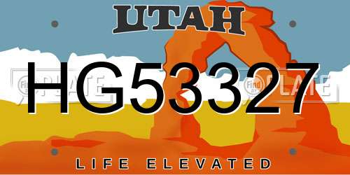 HG53327 Utah License Plate