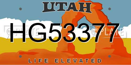 HG53377 Utah License Plate