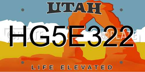HG5E322 Utah License Plate