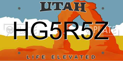 HG5R5Z Utah License Plate
