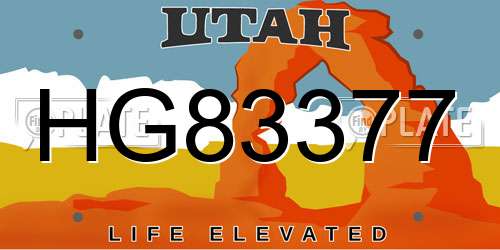 HG83377 Utah License Plate