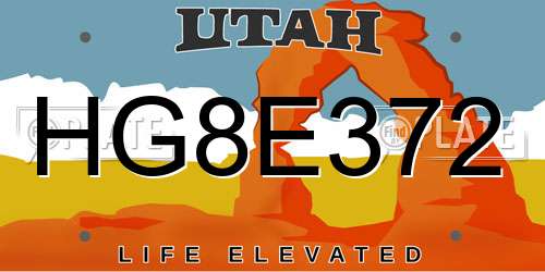 HG8E372 Utah License Plate