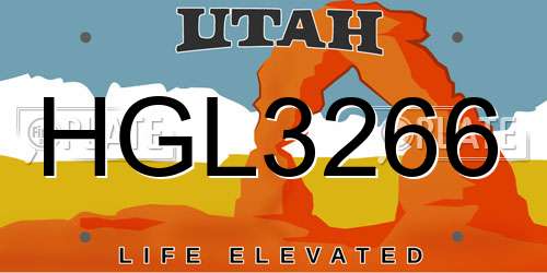 HGL3266 Utah License Plate