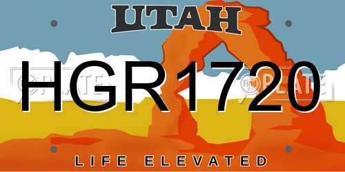 HGR1720 Utah License Plate