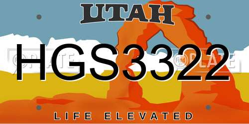 HGS3322 Utah License Plate