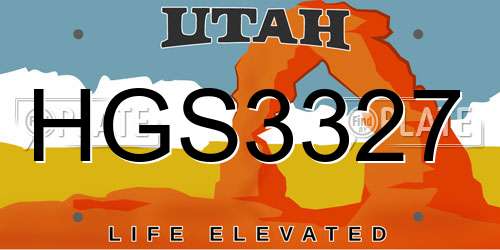 HGS3327 Utah License Plate
