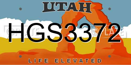 HGS3372 Utah License Plate