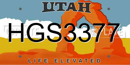 HGS3377 Utah License Plate