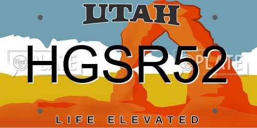 HGSR52 Utah License Plate
