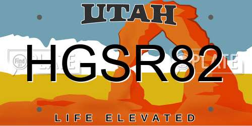 HGSR82 Utah License Plate