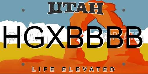 HGXBBBB Utah License Plate