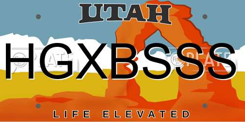 HGXBSSS Utah License Plate