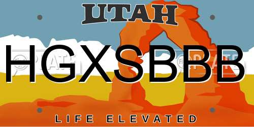 HGXSBBB Utah License Plate