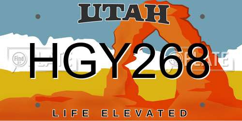 HGY268 Utah License Plate