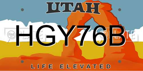 HGY76B Utah License Plate