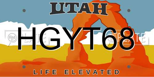 HGYT68 Utah License Plate