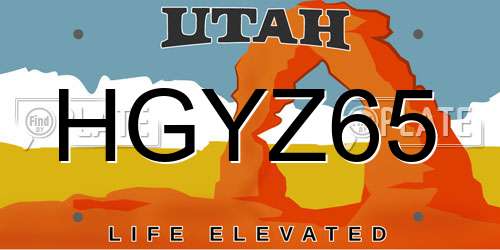 HGYZ65 Utah License Plate