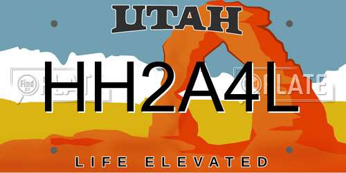 HH2A4L Utah License Plate