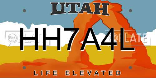 HH7A4L Utah License Plate
