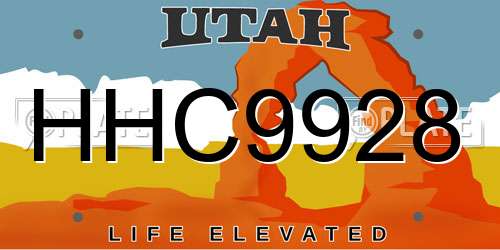 HHC9928 Utah License Plate