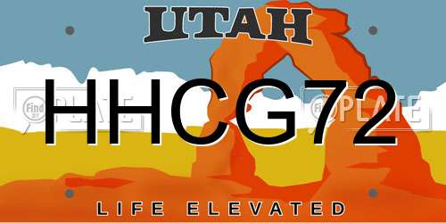 HHCG72 Utah License Plate