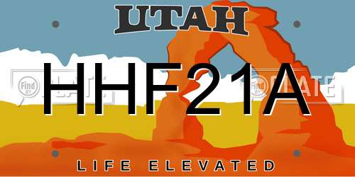 HHF21A Utah License Plate