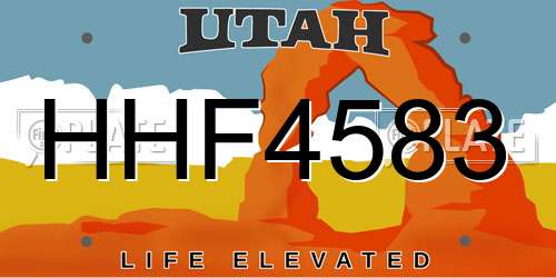 HHF4583 Utah License Plate
