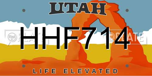 HHF714 Utah License Plate