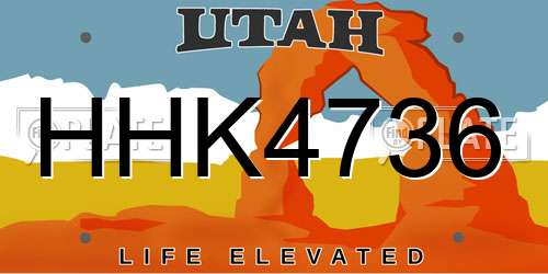 HHK4736 Utah License Plate