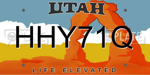 HHY71Q Utah License Plate