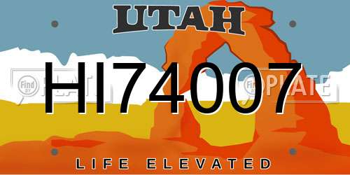 HI74007 Utah License Plate