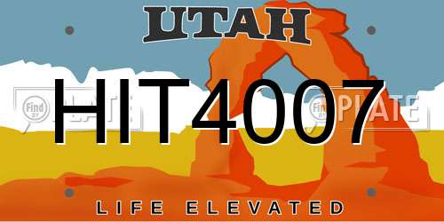 HIT4007 Utah License Plate