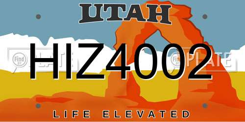 HIZ4002 Utah License Plate