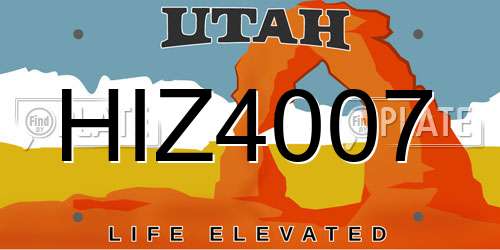 HIZ4007 Utah License Plate