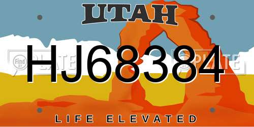 HJ68384 Utah License Plate