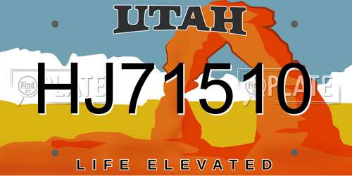 HJ71510 Utah License Plate