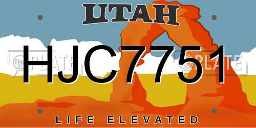 HJC7751 Utah License Plate