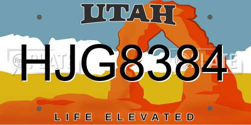 HJG8384 Utah License Plate