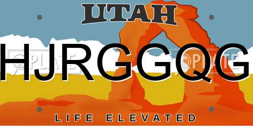 HJRGGQG Utah License Plate
